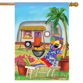 Tropical Parrot Summer House Flag