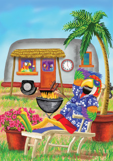 Tropical Parrot Summer House Flag