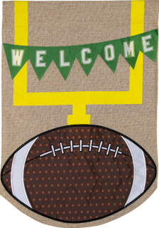 Football Fall Burlap House Flag