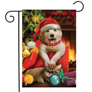 Merry Christmas Puppy Garden Flag