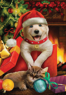Merry Christmas Puppy Garden Flag