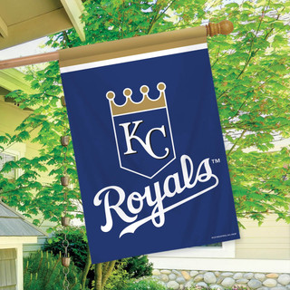 Briarwood Lane Kansas City Royals MLB licensed house flag with royal blue and gold team logo.