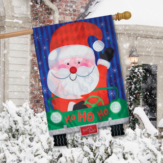 Santa's Delivery Christmas Applique House Flag