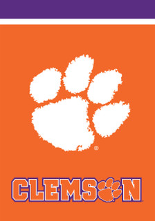 Briarwood Lane Clemson Tigers NCAA Licensed House Flag, official Clemson university team banner with paw logo.
