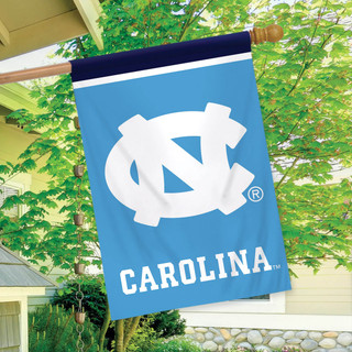 Briarwood Lane official NCAA licensed North Carolina Tar Heels house flag with colorful decorative design.