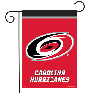 Briarwood Lane Carolina Hurricanes NHL licensed garden flag, red with logo and text.