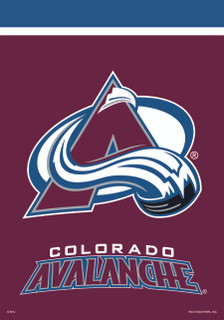 Briarwood Lane Colorado Avalanche NHL licensed garden flag with logo and team name in maroon.