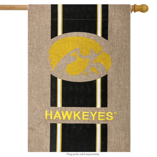University of Iowa Hawkeyes Burlap House Flag