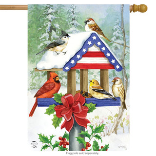 Patriotic Christmas Birdfeeder House Flag