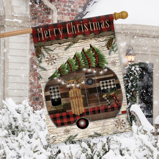 Merry Christmas Camper Primitive House Flag