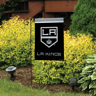 Briarwood Lane LA Kings NHL licensed garden flag with black and white LA Kings logo design.