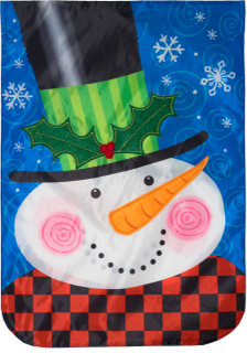 Jolly Snowman Winter Applique Garden Flag