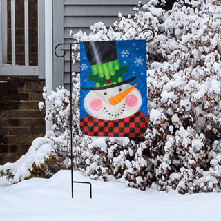 Jolly Snowman Winter Applique Garden Flag
