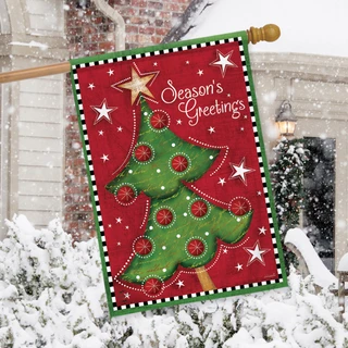 Festive Christmas Tree Holiday House Flag