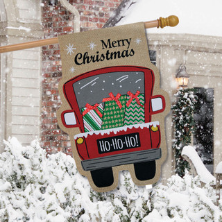 Christmas Delivery Burlap house Flag