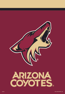 Briarwood Lane Arizona Coyotes NHL licensed flag with coyote logo on maroon background.