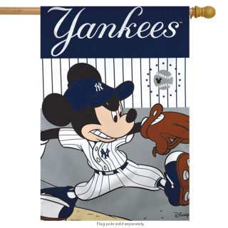 New York Yankees MLB Mickey Mouse Baseball House Flag New York Yankees MLB Mickey Mouse Baseball House Flag