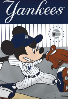 New York Yankees MLB Mickey Mouse Baseball House Flag New York Yankees MLB Mickey Mouse Baseball House Flag