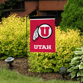 Briarwood Lane Utah Utes NCAA Licensed small garden flag with colorful logo on decorative yard display.