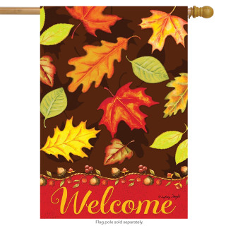 Fall Leaves Welcome House Flag