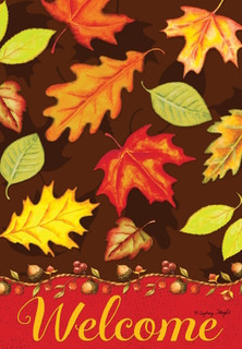 Fall Leaves Welcome House Flag