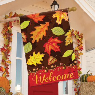 Fall Leaves Welcome House Flag