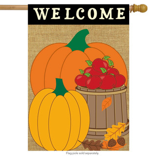 Welcome Harvest Fall Burlap House Flag