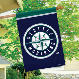 Briarwood Lane Seattle Mariners MLB licensed house flag with navy blue and green colors.