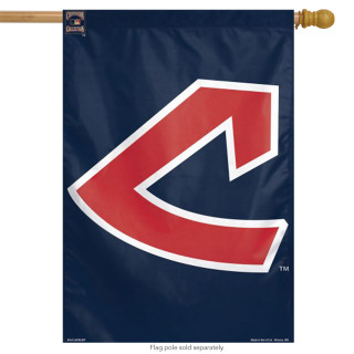 Cleveland Indians MLB house flag, large Wincraft sports banner with red and white logo on navy.