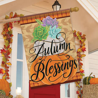 Pretty Pumpkins Stack Fall House Flag