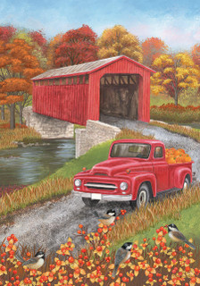 Autumn Bridge House Flag