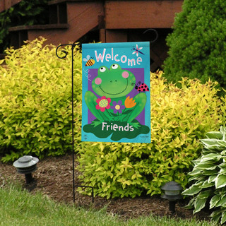 Welcome Friends Frog Summer Garden Flag