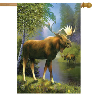 Wild Moose Summer House Flag
