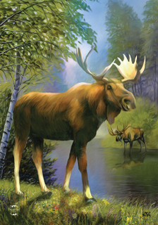 Wild Moose Summer House Flag