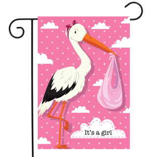 It's A Girl Stork Baby Garden Flag