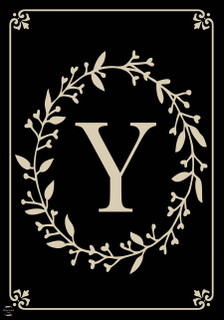 Briarwood Lane Classic Monogram Letter Y Garden Flag, small, black, elegant, printed, decorative, refined design.