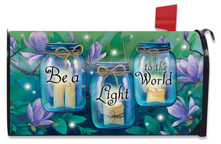 Briarwood Lane spring mailbox cover with inspirational quote and colorful candle design on small decorative panel.
