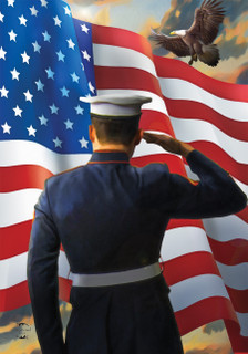 Briarwood Lane America's Heroes Military House Flag with patriotic American stars and stripes design.