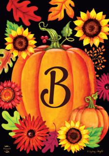 Fall Pumpkin Monogram Letter B Garden Flag