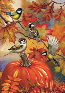 Autumn Bird Gathering House Flag