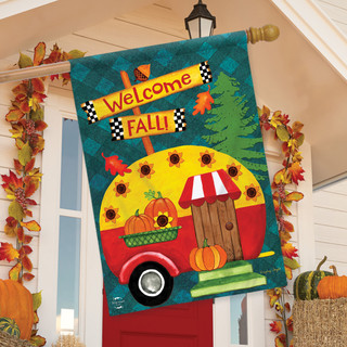 Welcome Fall Camper Primitive House Flag
