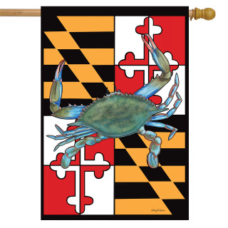 Briarwood Lane Maryland Summer House Flag with colorful crab design on decorative seasonal garden flag.