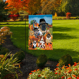 Give Thanks Dogs Thanksgiving Garden Flag