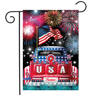 Briarwood Lane USA Pickup Patriotic Garden Flag with American stars, stripes, and red, white, blue colors.