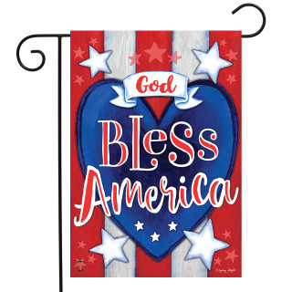 God Bless America Heart Patriotic Garden Flag