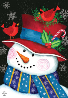 Snowman And Cardinals Christmas House Flag