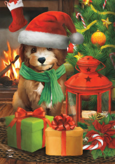 Briarwood Lane Waiting For Santa Christmas House Flag, colorful decorative printed flag, festive holiday display.