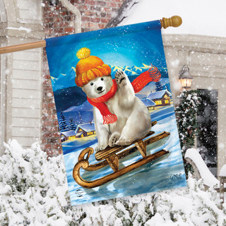 Polar Bear Winter House Flag