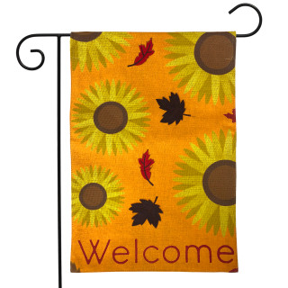 Sunflowers Welcome Fall Burlap Garden Flag
