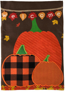 Welcome Pumpkins Autumn Burlap Garden Flag